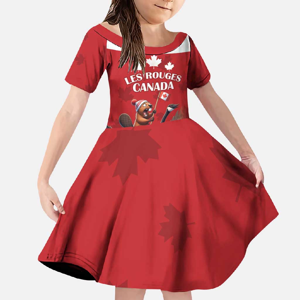 Custom Canada Rugby Family Matching Mermaid Dress and Hawaiian Shirt Beaver Riding A Goose - Wonder Print Shop