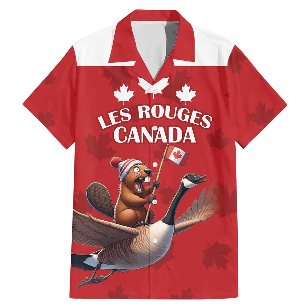 Custom Canada Rugby Family Matching Mermaid Dress and Hawaiian Shirt Beaver Riding A Goose - Wonder Print Shop