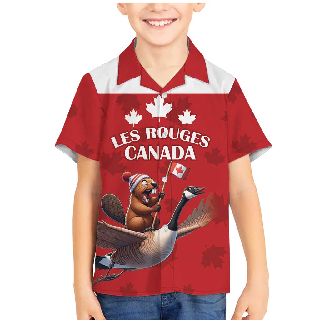 Custom Canada Rugby Family Matching Mermaid Dress and Hawaiian Shirt Beaver Riding A Goose - Wonder Print Shop