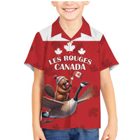 Custom Canada Rugby Family Matching Mermaid Dress and Hawaiian Shirt Beaver Riding A Goose - Wonder Print Shop
