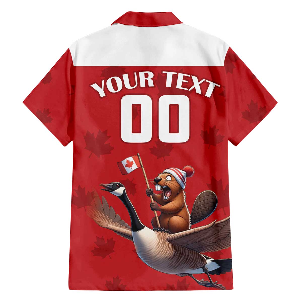 Custom Canada Rugby Family Matching Off Shoulder Short Dress and Hawaiian Shirt Beaver Riding A Goose - Wonder Print Shop