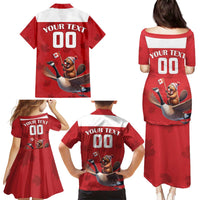 Custom Canada Rugby Family Matching Puletasi and Hawaiian Shirt Beaver Riding A Goose - Wonder Print Shop