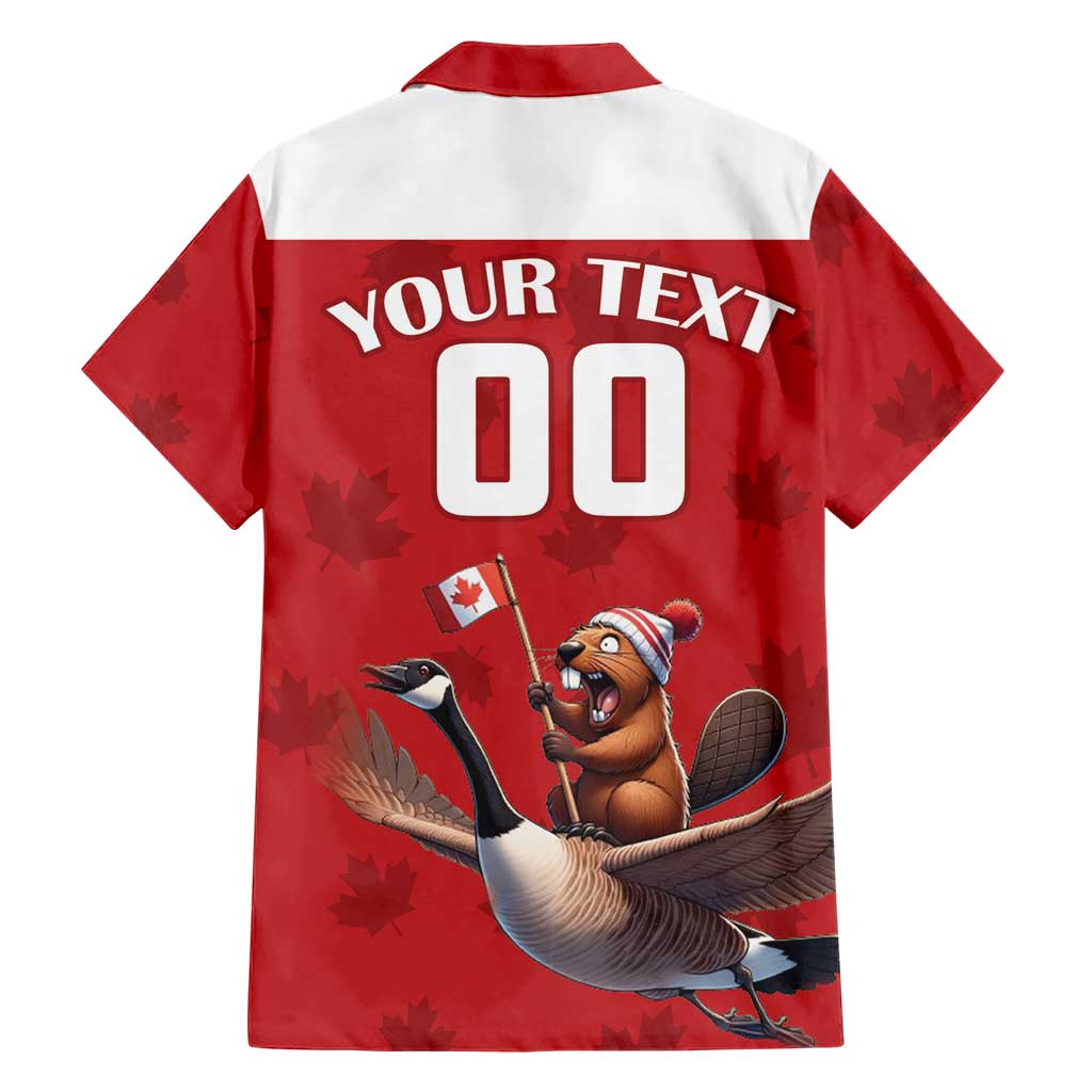 Custom Canada Rugby Family Matching Short Sleeve Bodycon Dress and Hawaiian Shirt Beaver Riding A Goose - Wonder Print Shop
