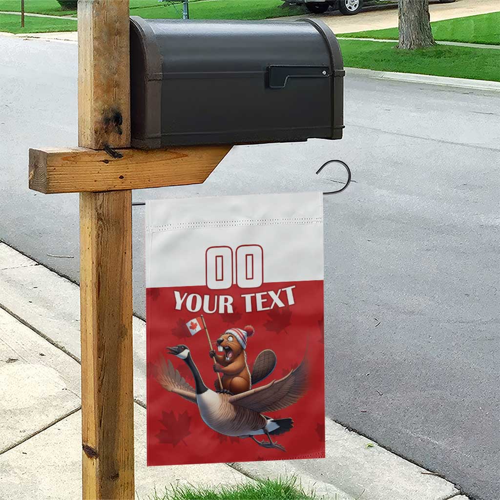 Custom Canada Rugby Garden Flag Beaver Riding A Goose - Wonder Print Shop