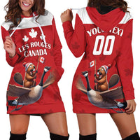 Custom Canada Rugby Hoodie Dress Beaver Riding A Goose - Wonder Print Shop