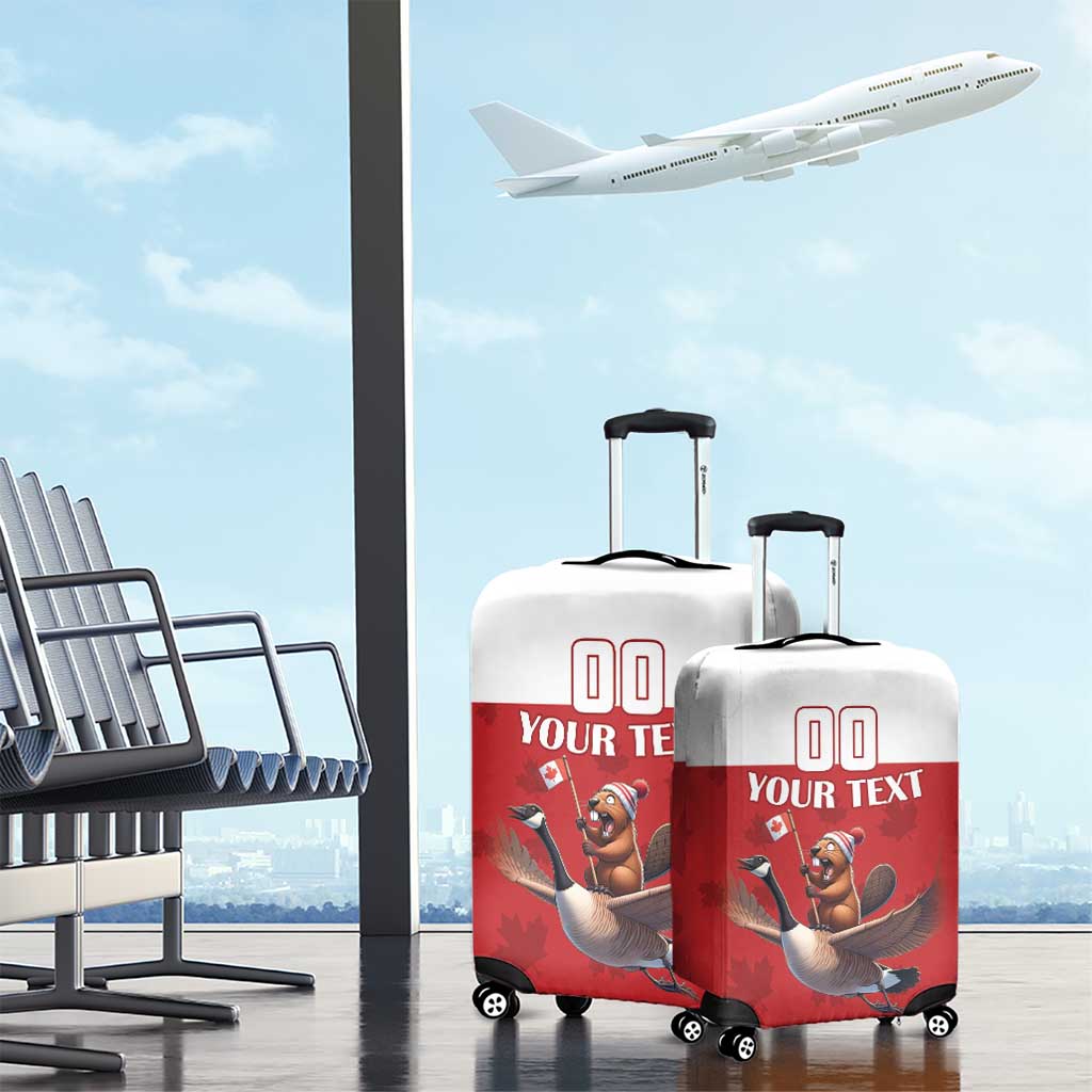 Custom Canada Rugby Luggage Cover Beaver Riding A Goose - Wonder Print Shop