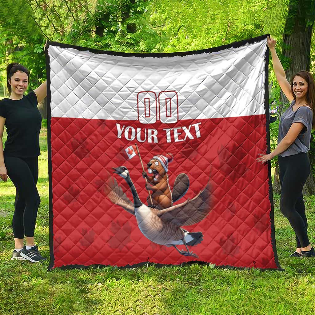 Custom Canada Rugby Quilt Beaver Riding A Goose - Wonder Print Shop