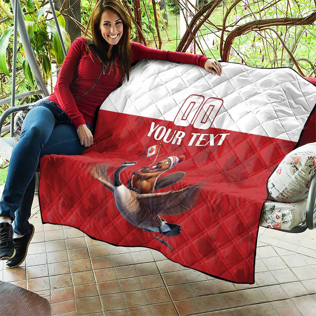 Custom Canada Rugby Quilt Beaver Riding A Goose - Wonder Print Shop