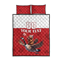 Custom Canada Rugby Quilt Bed Set Beaver Riding A Goose - Wonder Print Shop