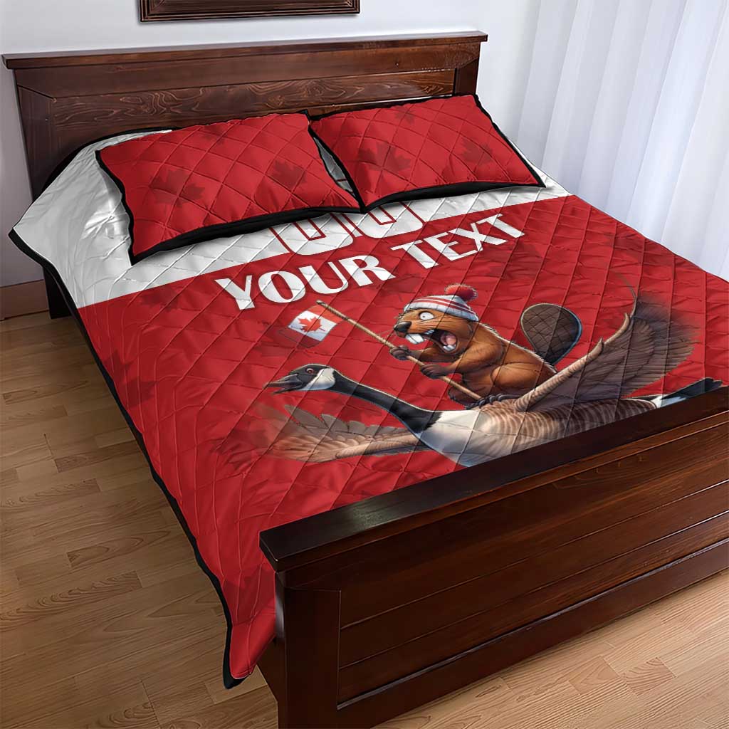 Custom Canada Rugby Quilt Bed Set Beaver Riding A Goose - Wonder Print Shop