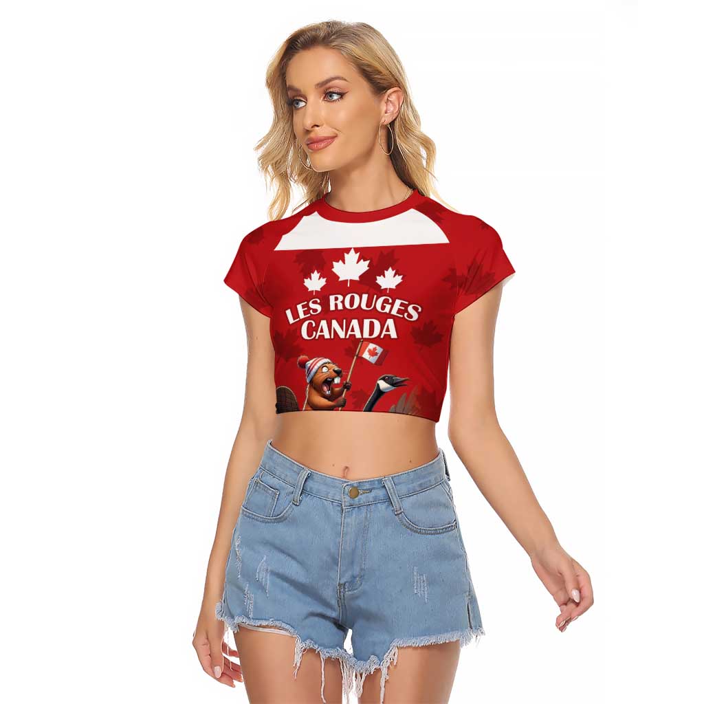 Custom Canada Rugby Raglan Cropped T Shirt Beaver Riding A Goose - Wonder Print Shop