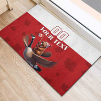 Custom Canada Rugby Rubber Doormat Beaver Riding A Goose - Wonder Print Shop