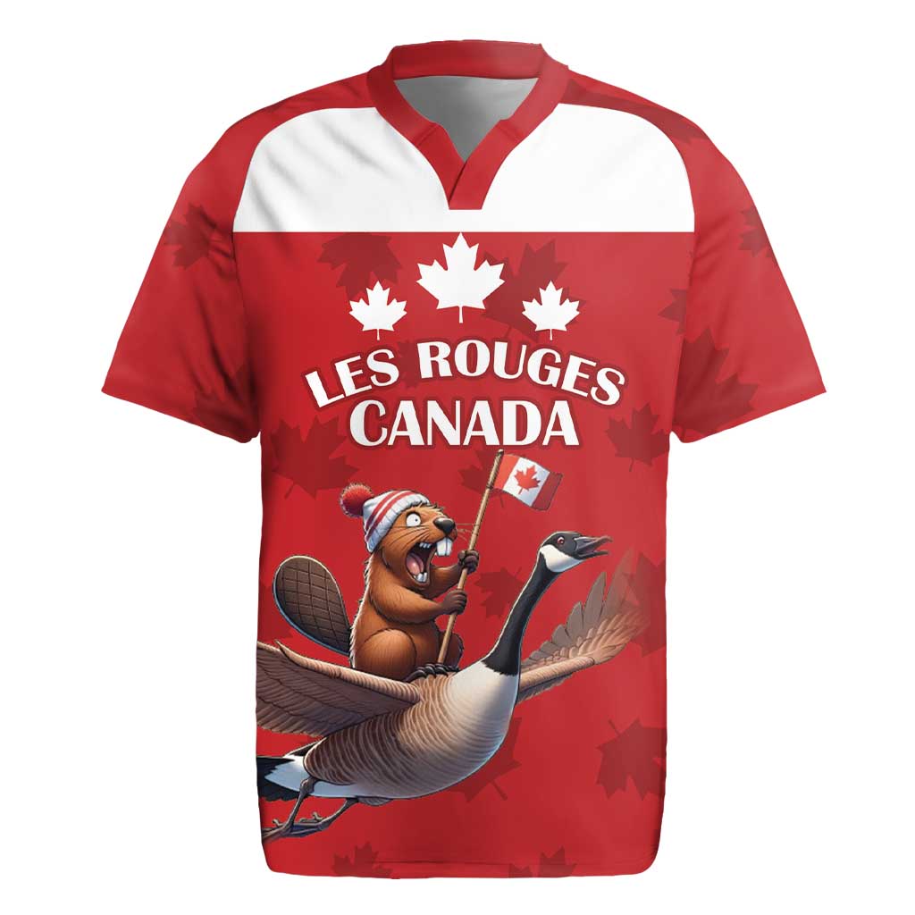 Custom Canada Rugby Rugby Jersey Beaver Riding A Goose - Wonder Print Shop