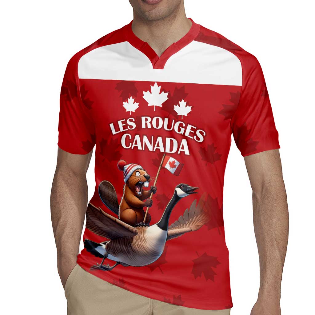 Custom Canada Rugby Rugby Jersey Beaver Riding A Goose - Wonder Print Shop