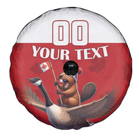 Custom Canada Rugby Spare Tire Cover Beaver Riding A Goose - Wonder Print Shop