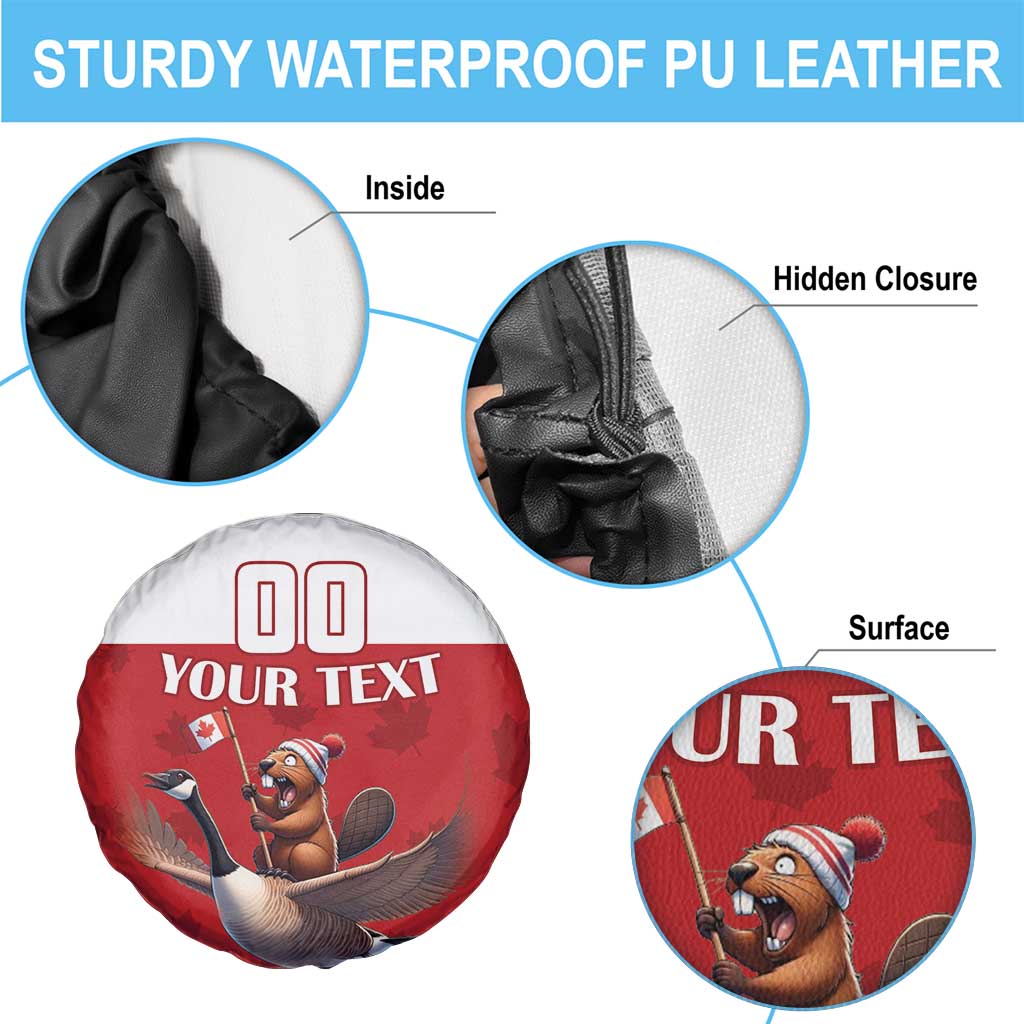 Custom Canada Rugby Spare Tire Cover Beaver Riding A Goose - Wonder Print Shop