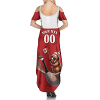 Custom Canada Rugby Summer Maxi Dress Beaver Riding A Goose - Wonder Print Shop