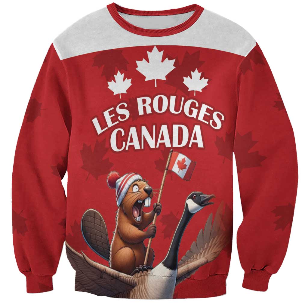 Custom Canada Rugby Sweatshirt Beaver Riding A Goose - Wonder Print Shop