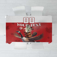 Custom Canada Rugby Tablecloth Beaver Riding A Goose - Wonder Print Shop