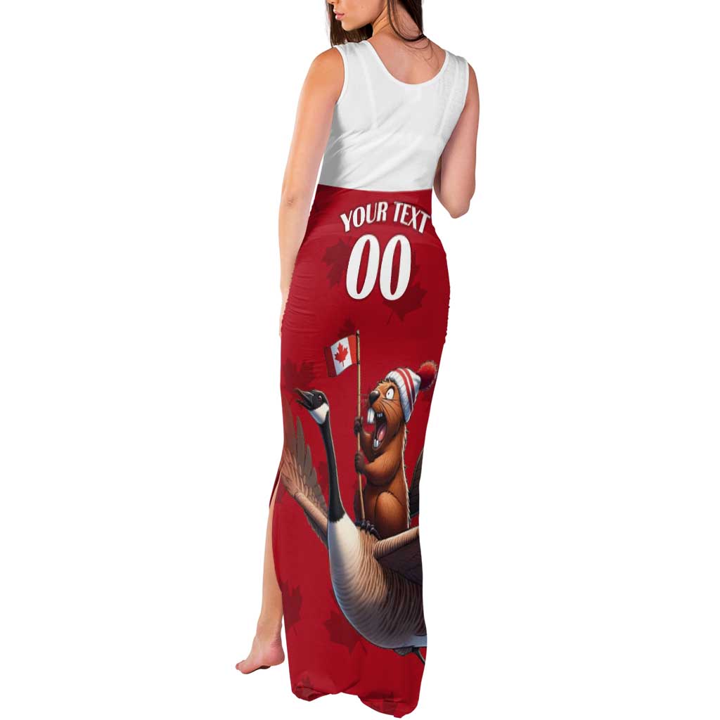 Custom Canada Rugby Tank Maxi Dress Beaver Riding A Goose - Wonder Print Shop