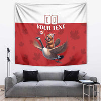 Custom Canada Rugby Tapestry Beaver Riding A Goose - Wonder Print Shop