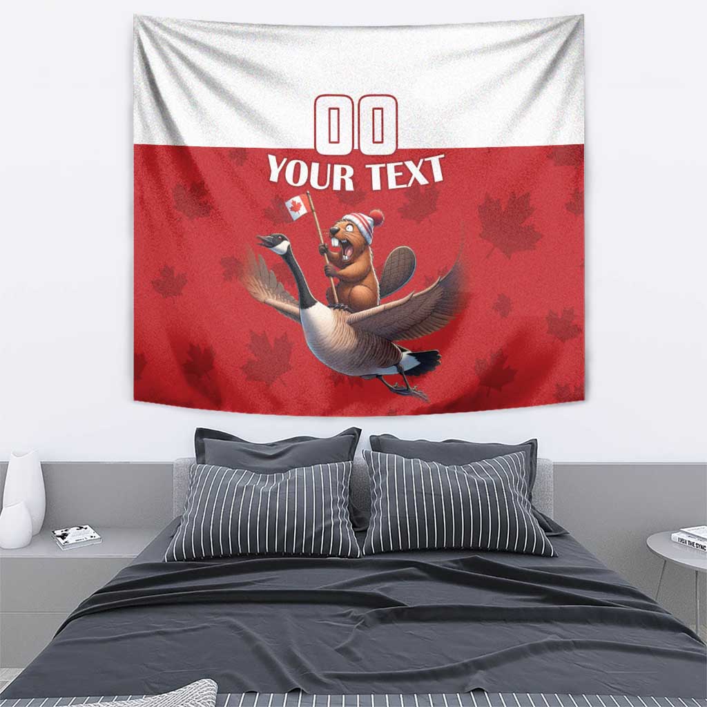 Custom Canada Rugby Tapestry Beaver Riding A Goose - Wonder Print Shop