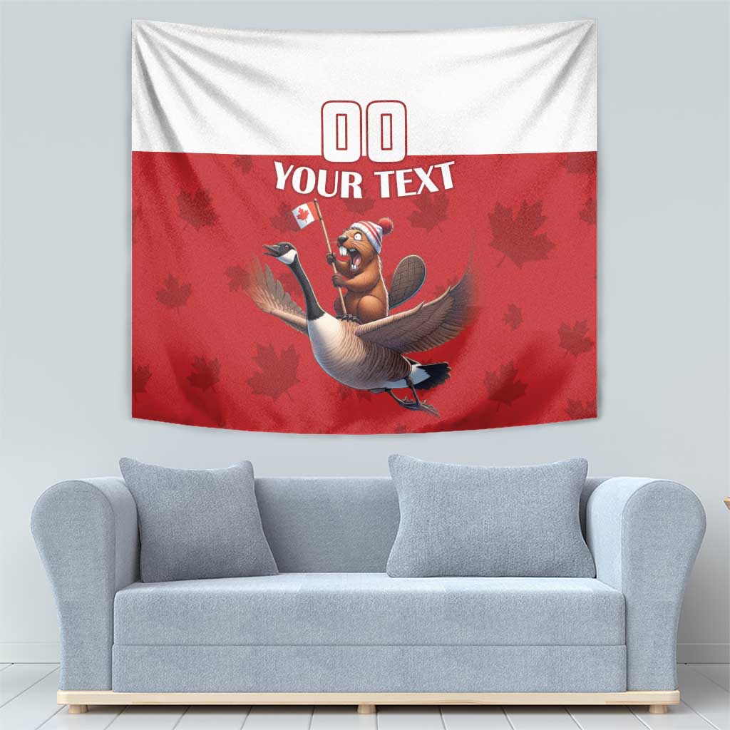 Custom Canada Rugby Tapestry Beaver Riding A Goose - Wonder Print Shop
