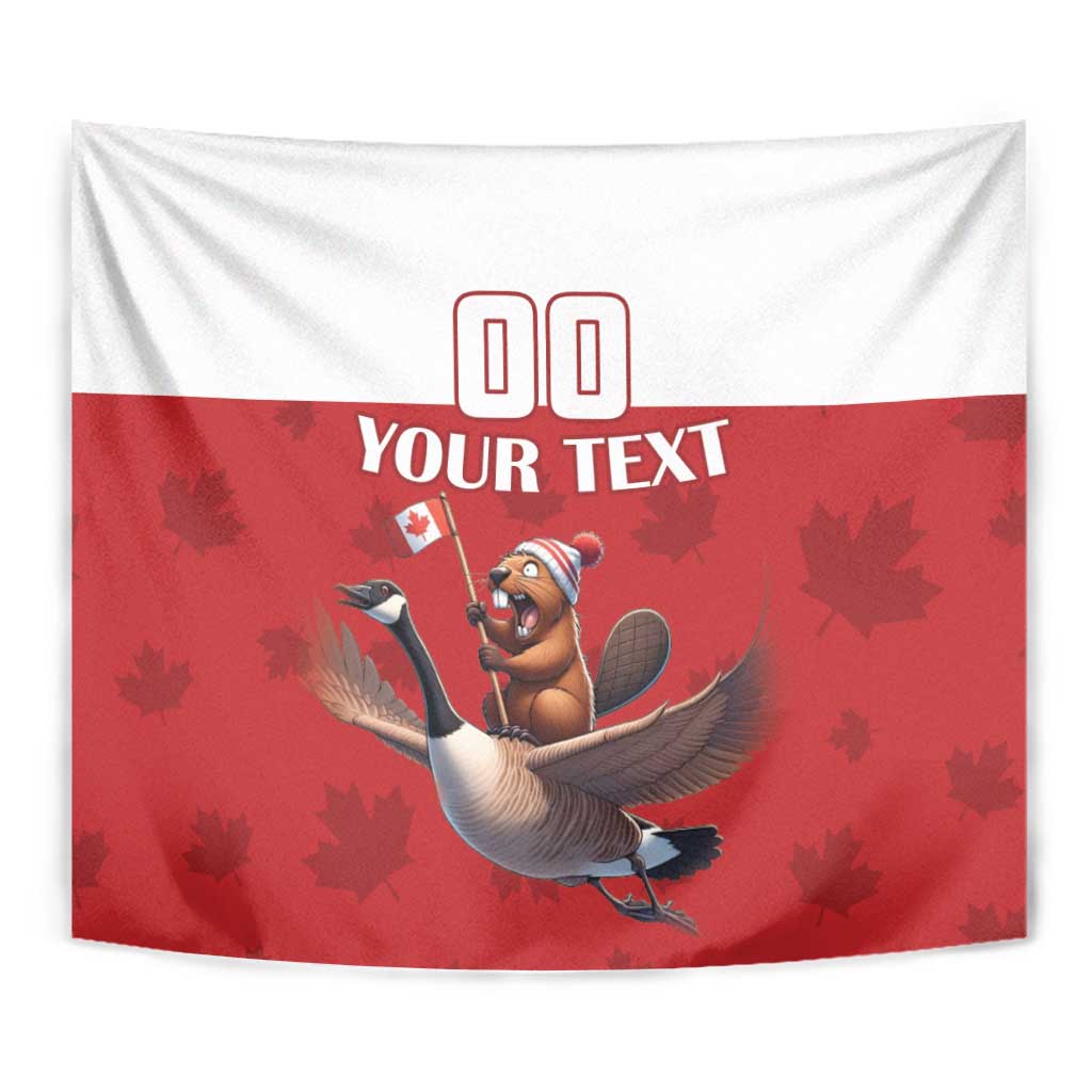 Custom Canada Rugby Tapestry Beaver Riding A Goose - Wonder Print Shop