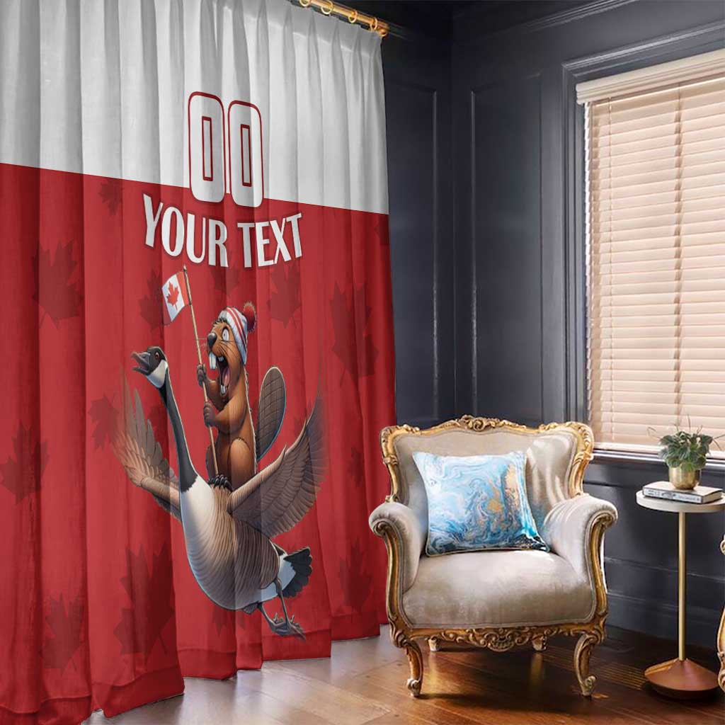 Custom Canada Rugby Window Curtain Beaver Riding A Goose - Wonder Print Shop