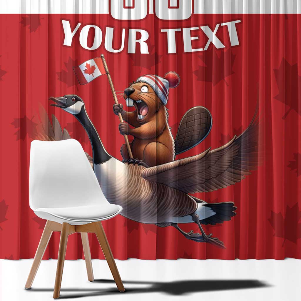 Custom Canada Rugby Window Curtain Beaver Riding A Goose - Wonder Print Shop