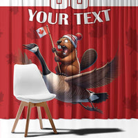 Custom Canada Rugby Window Curtain Beaver Riding A Goose - Wonder Print Shop