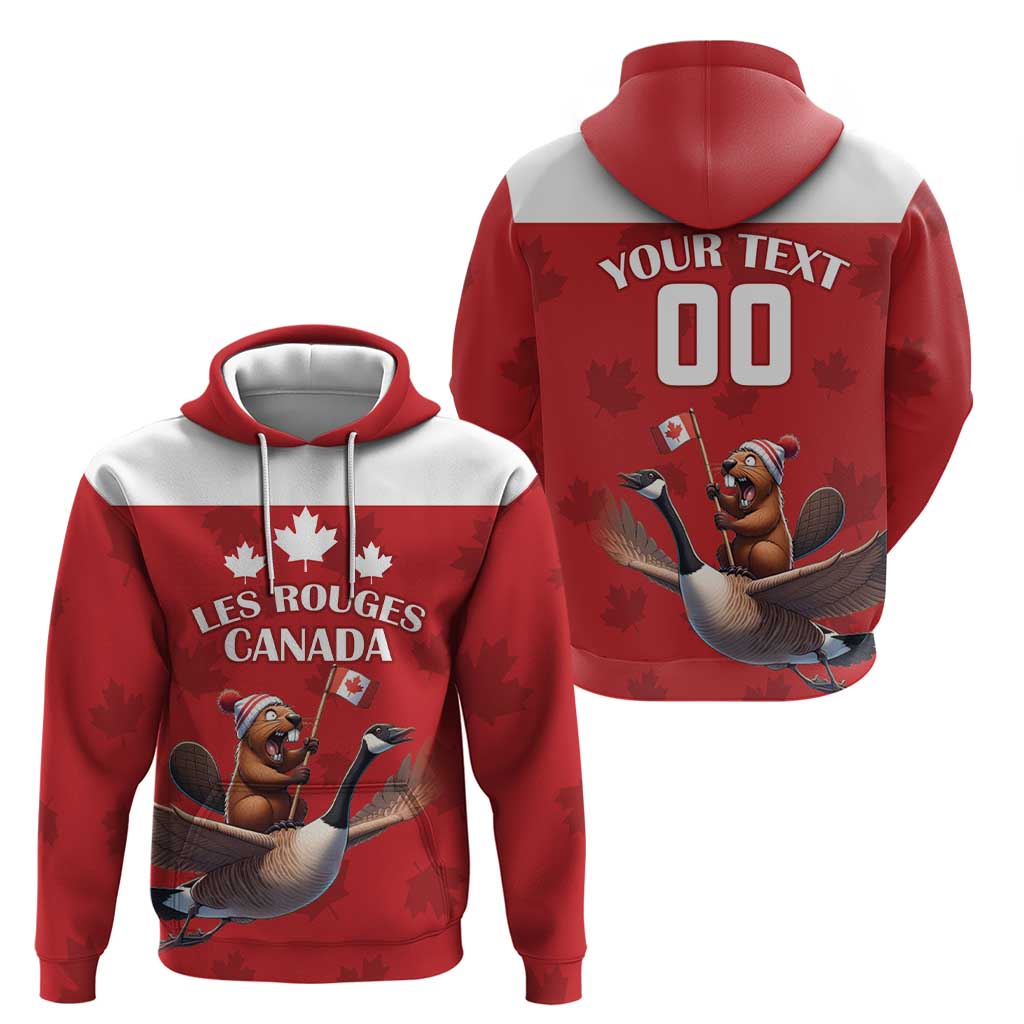 Custom Canada Rugby Zip Hoodie Beaver Riding A Goose - Wonder Print Shop