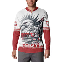 Poland Independence Day Button Sweatshirt Polska Eagle Proud To Be Polish - Wonder Print Shop