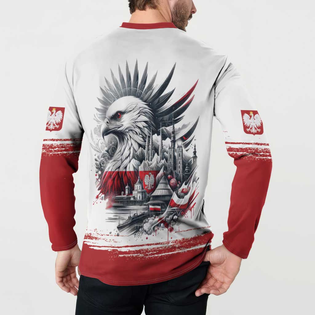 Poland Independence Day Button Sweatshirt Polska Eagle Proud To Be Polish - Wonder Print Shop