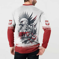 Poland Independence Day Button Sweatshirt Polska Eagle Proud To Be Polish - Wonder Print Shop