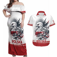 Poland Independence Day Couples Matching Off Shoulder Maxi Dress and Hawaiian Shirt Polska Eagle Proud To Be Polish - Wonder Print Shop