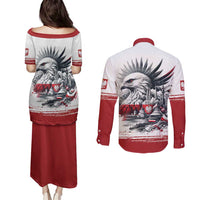 Poland Independence Day Couples Matching Puletasi and Long Sleeve Button Shirt Polska Eagle Proud To Be Polish - Wonder Print Shop