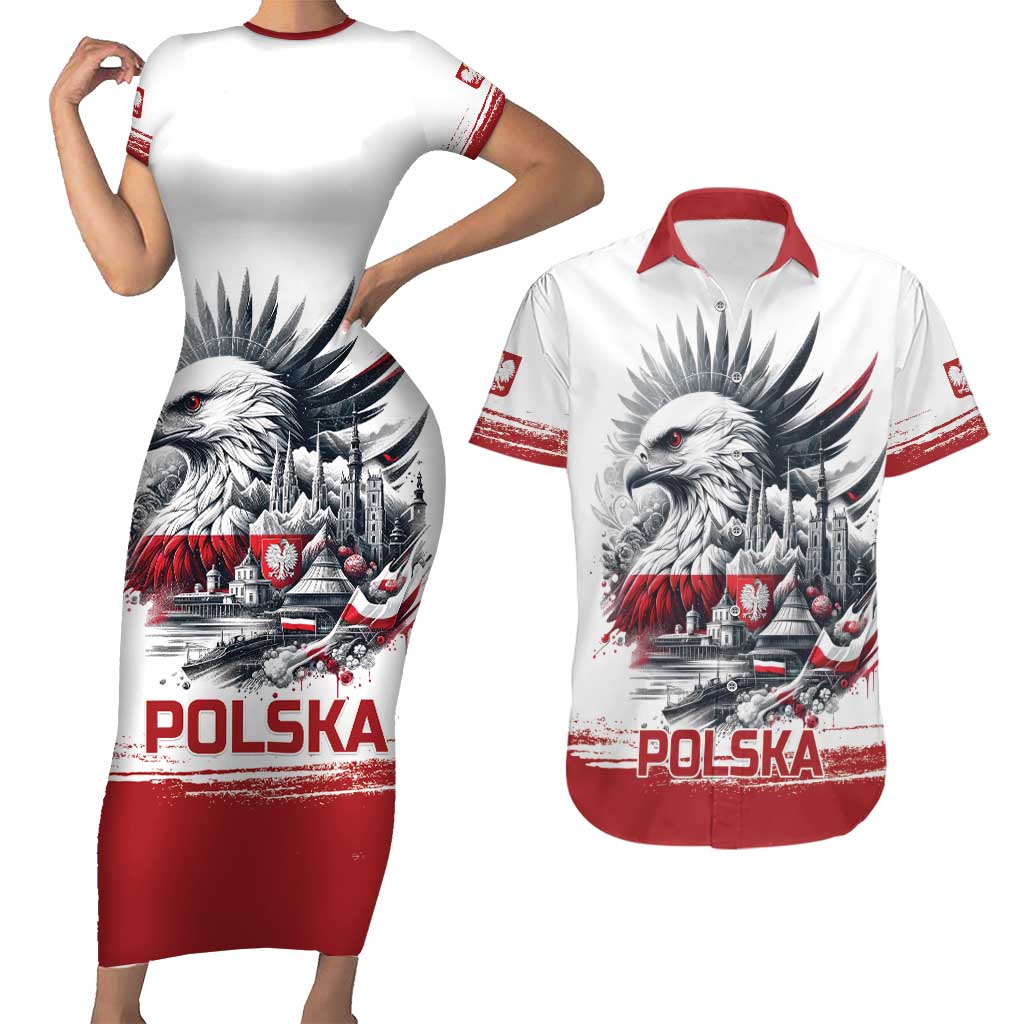 Poland Independence Day Couples Matching Short Sleeve Bodycon Dress and Hawaiian Shirt Polska Eagle Proud To Be Polish - Wonder Print Shop
