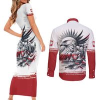 Poland Independence Day Couples Matching Short Sleeve Bodycon Dress and Long Sleeve Button Shirt Polska Eagle Proud To Be Polish - Wonder Print Shop