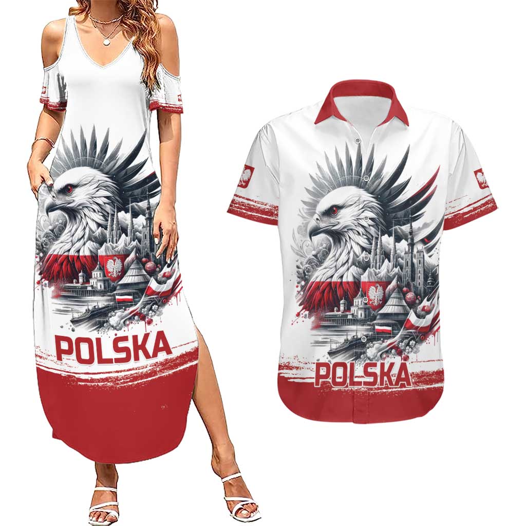 Poland Independence Day Couples Matching Summer Maxi Dress and Hawaiian Shirt Polska Eagle Proud To Be Polish - Wonder Print Shop