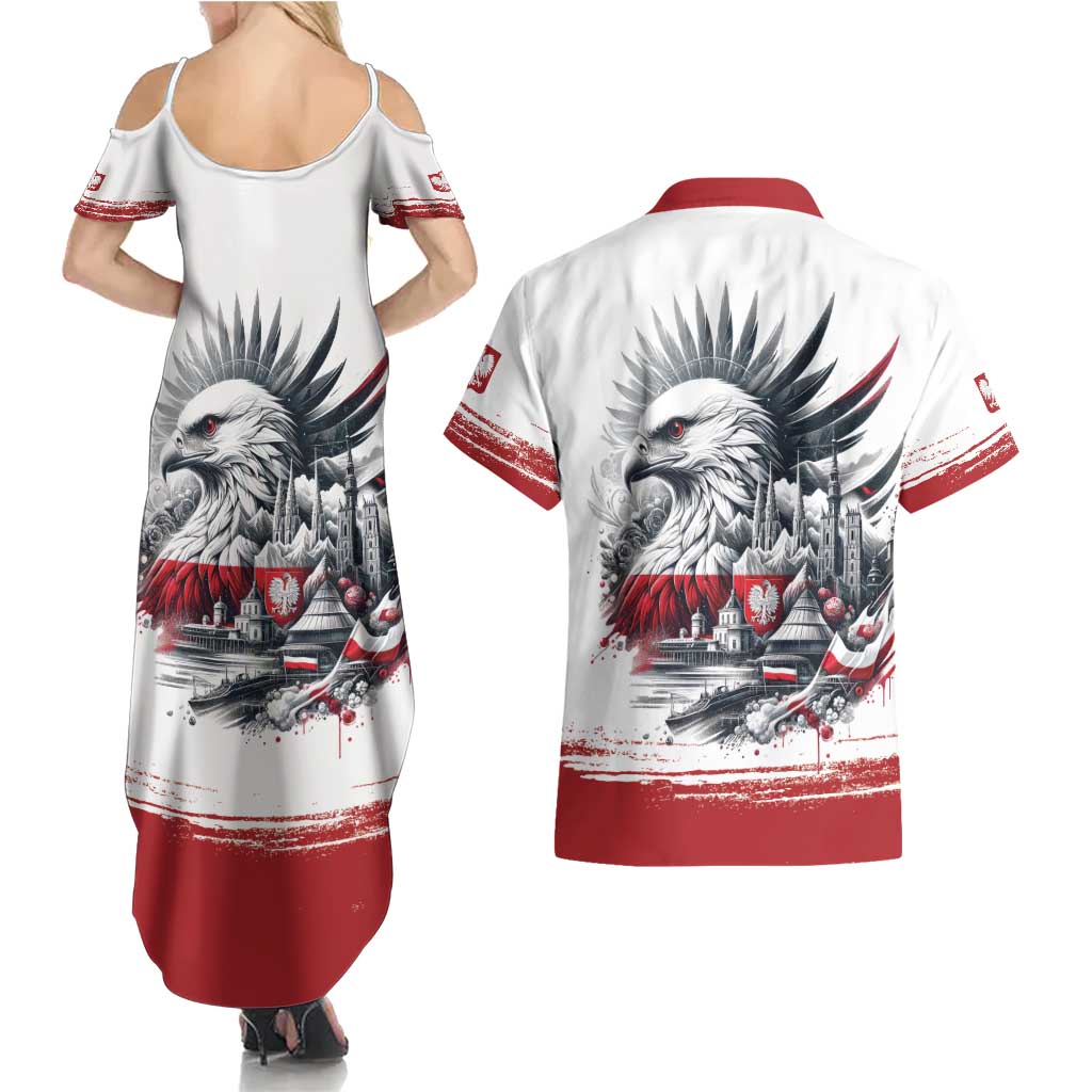 Poland Independence Day Couples Matching Summer Maxi Dress and Hawaiian Shirt Polska Eagle Proud To Be Polish - Wonder Print Shop