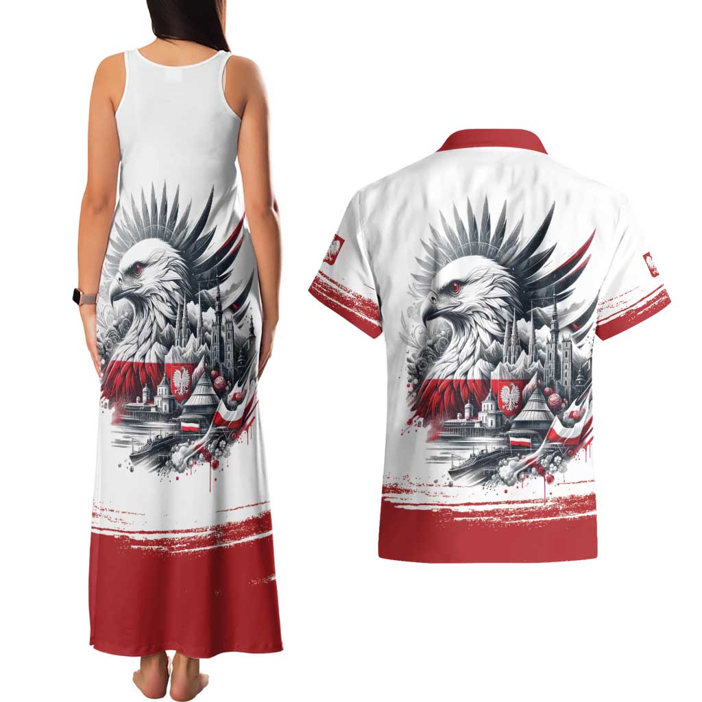 Poland Independence Day Couples Matching Tank Maxi Dress and Hawaiian Shirt Polska Eagle Proud To Be Polish - Wonder Print Shop