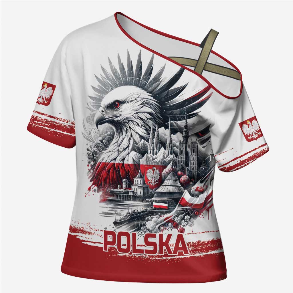 Poland Independence Day Cross Shoulder Shirt Polska Eagle Proud To Be Polish - Wonder Print Shop