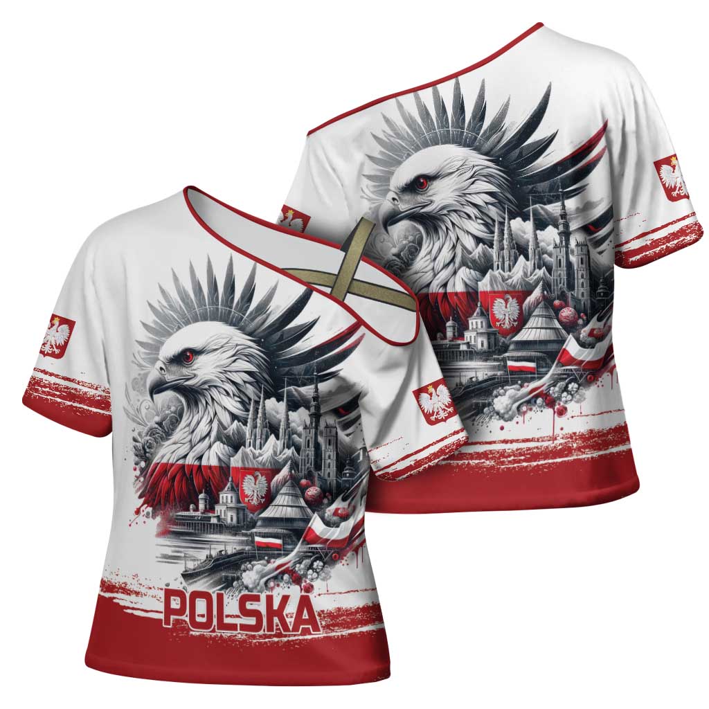 Poland Independence Day Cross Shoulder Shirt Polska Eagle Proud To Be Polish - Wonder Print Shop