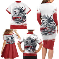 Poland Independence Day Family Matching Long Sleeve Bodycon Dress and Hawaiian Shirt Polska Eagle Proud To Be Polish - Wonder Print Shop