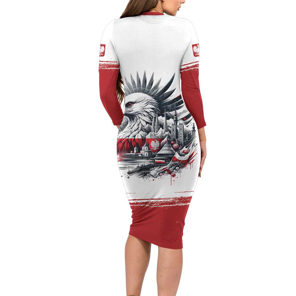 Poland Independence Day Family Matching Long Sleeve Bodycon Dress and Hawaiian Shirt Polska Eagle Proud To Be Polish - Wonder Print Shop