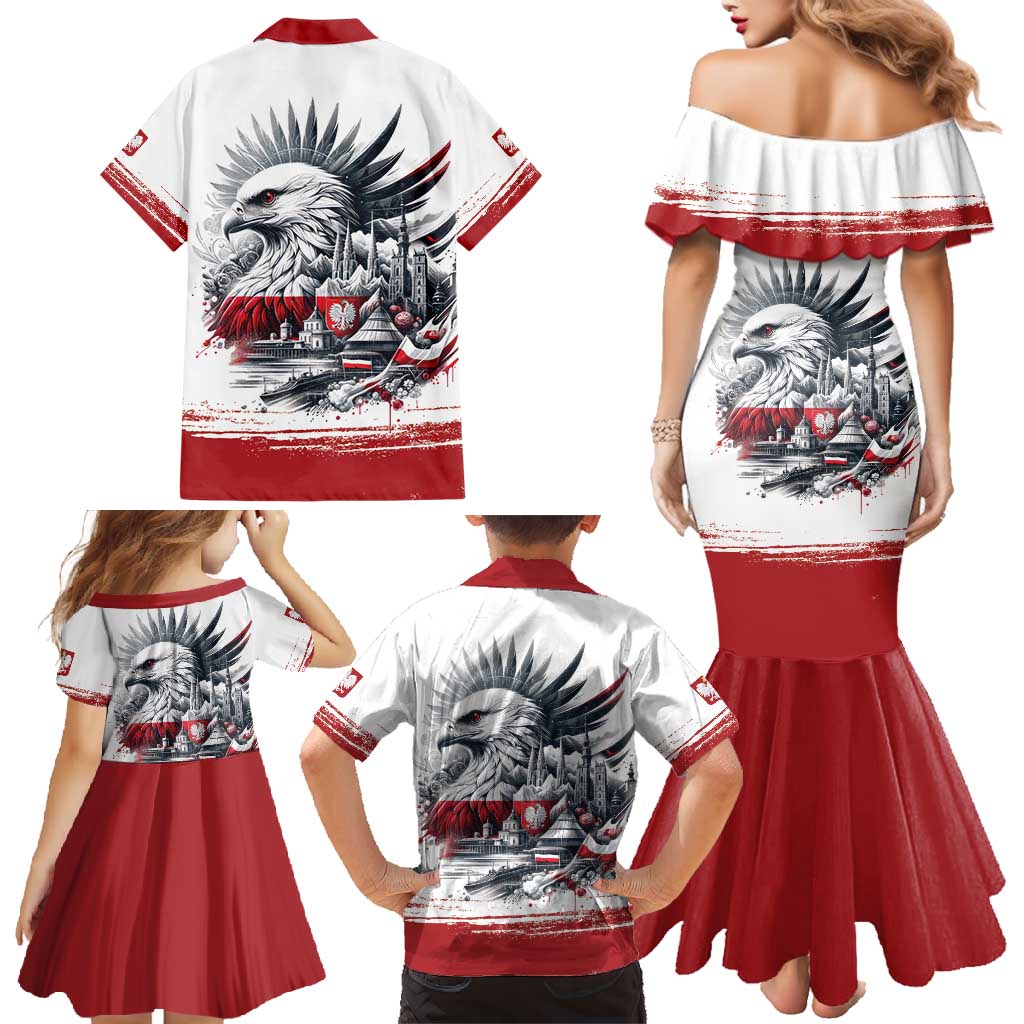 Poland Independence Day Family Matching Mermaid Dress and Hawaiian Shirt Polska Eagle Proud To Be Polish - Wonder Print Shop