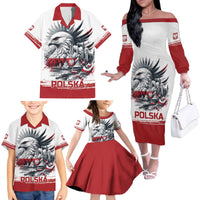 Poland Independence Day Family Matching Off The Shoulder Long Sleeve Dress and Hawaiian Shirt Polska Eagle Proud To Be Polish - Wonder Print Shop