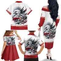 Poland Independence Day Family Matching Off The Shoulder Long Sleeve Dress and Hawaiian Shirt Polska Eagle Proud To Be Polish - Wonder Print Shop