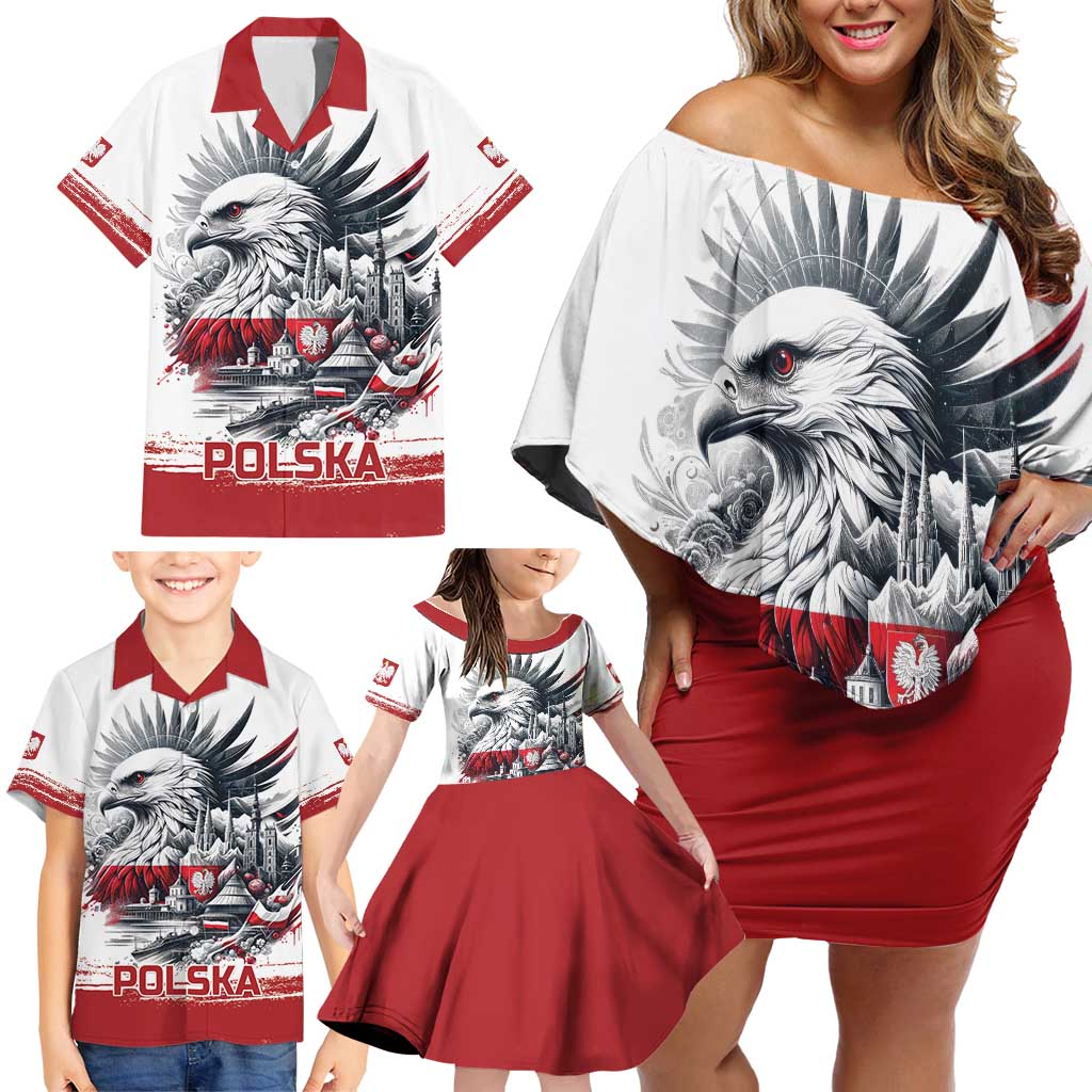 Poland Independence Day Family Matching Off Shoulder Short Dress and Hawaiian Shirt Polska Eagle Proud To Be Polish - Wonder Print Shop